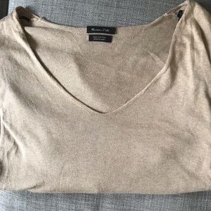 Massimo Dutti Silk Cotton Beige Sweater